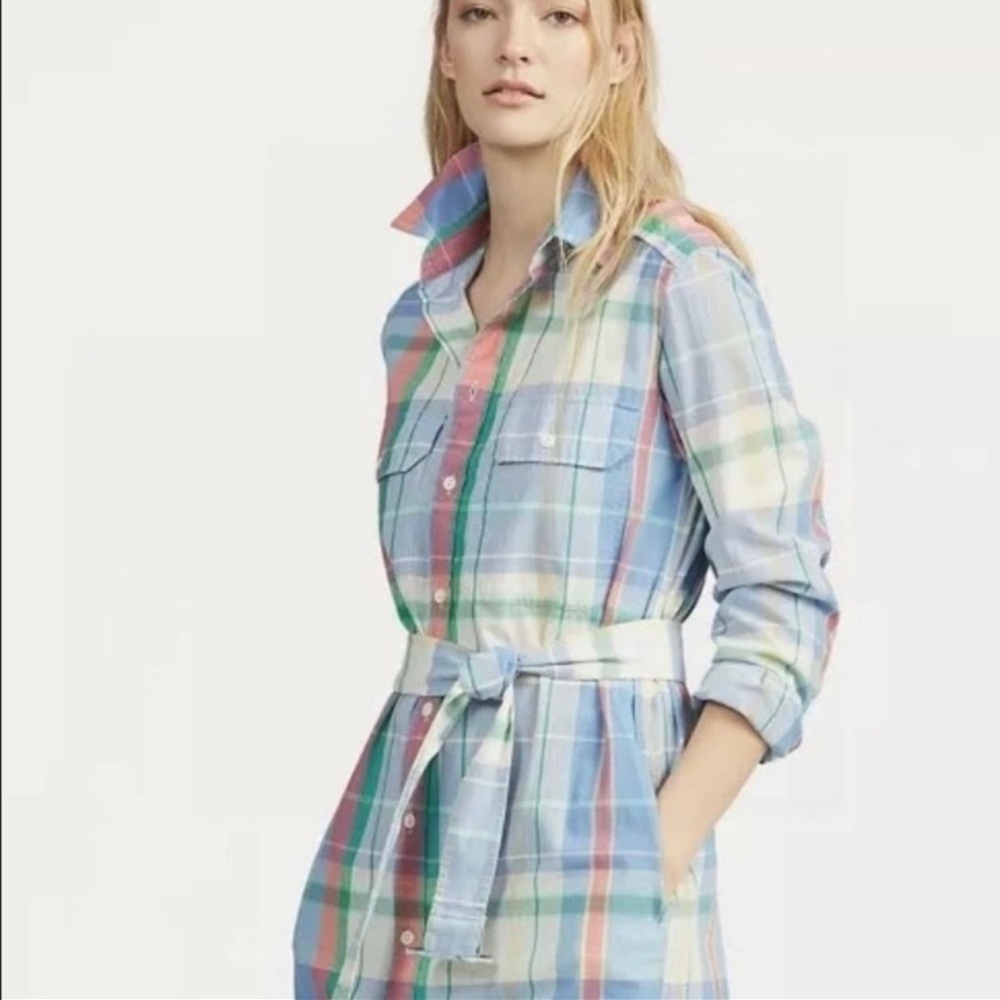 Polo Ralph Lauren Shirt Dress Womens size 6 Madras Plaid Maxi Length